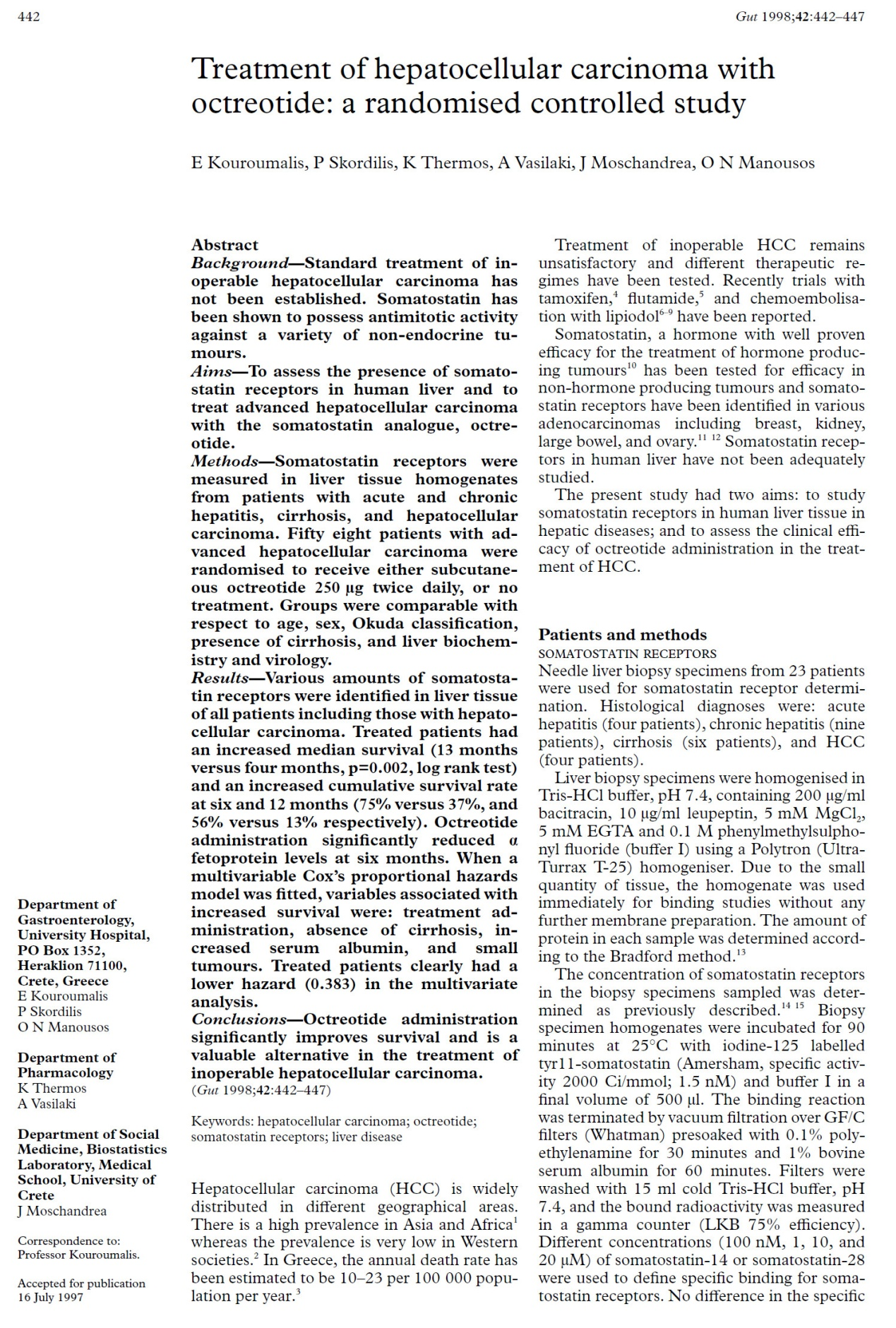 育宁视野丨奥曲肽治疗肝癌:一项随机对照研究